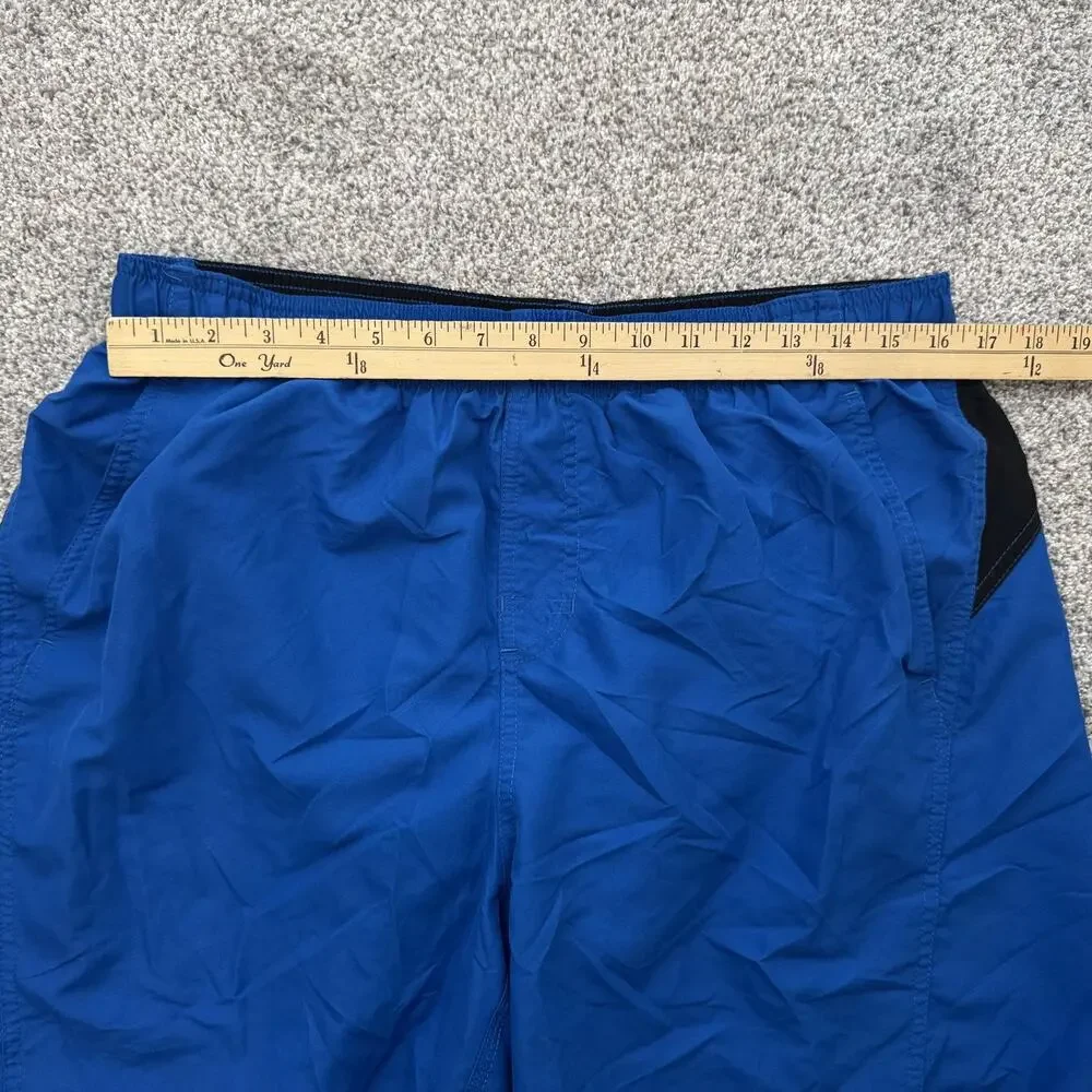 Nike Swim Shorts Mens XL Blue Black Mesh Lined Elastic Waist Drawstring Pockets